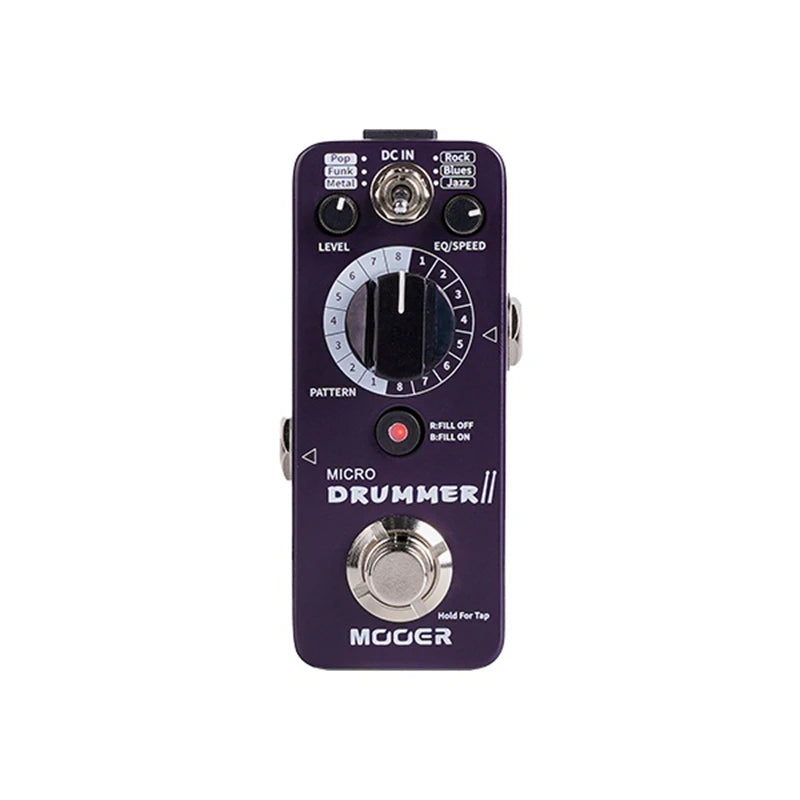 MOOER Micro Drummer II Guitar Drum Machine Effect Pedal 6 Style Per 48 Drummer Grooves 8 Different Rythem with EQ Tap Tempo Fill
