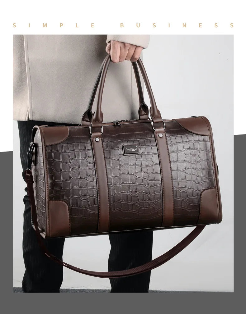 Fashion Handbag Bag Men Business Travel Tote Luxury Alligator PU Leather Luggage Bag With Shoulder Strap Crossbody Bags Duffle