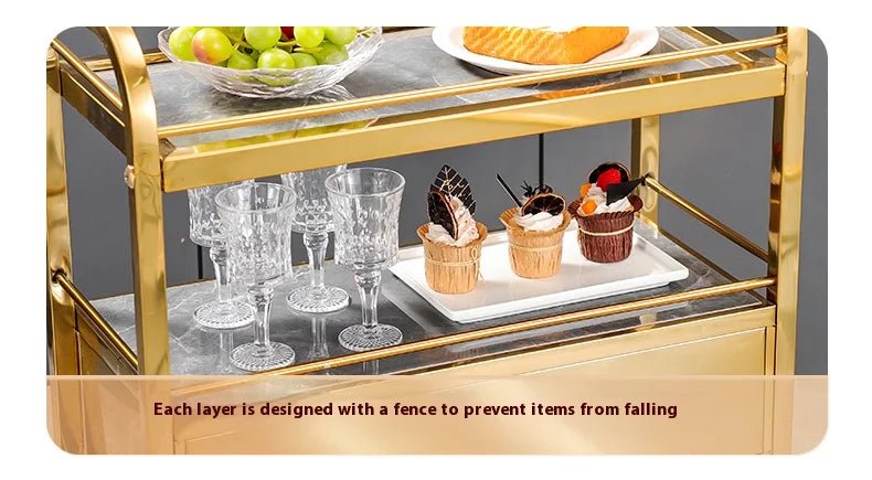 Stainless Steel Utility Cart Restaurant Bar and Hotel Dining Wine Cart Second-Hand Mobile Food Delivery Trolley