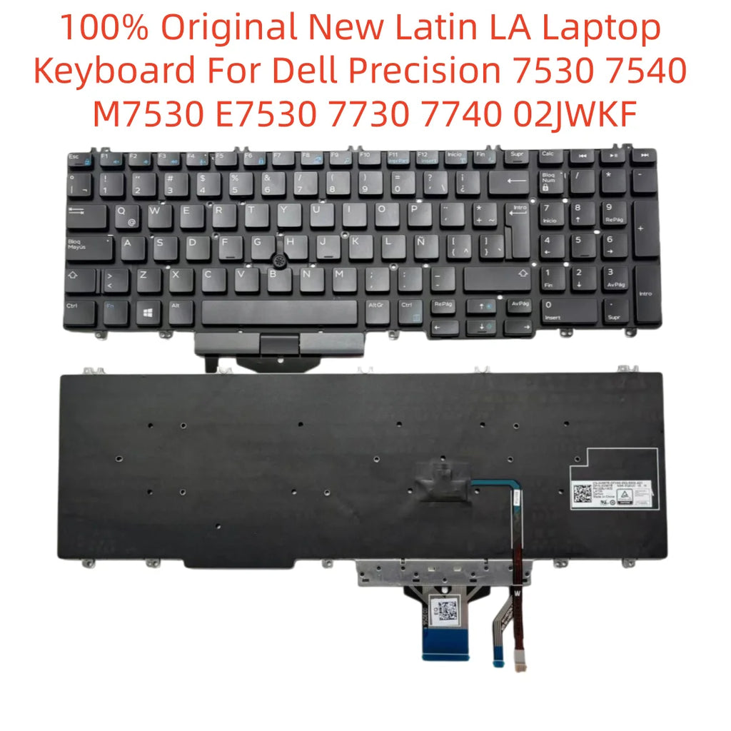 100% Original New Latin LA Laptop Keyboard For Dell Precision 7530 7540 M7530 E7530 7730 7740 02JWKF
