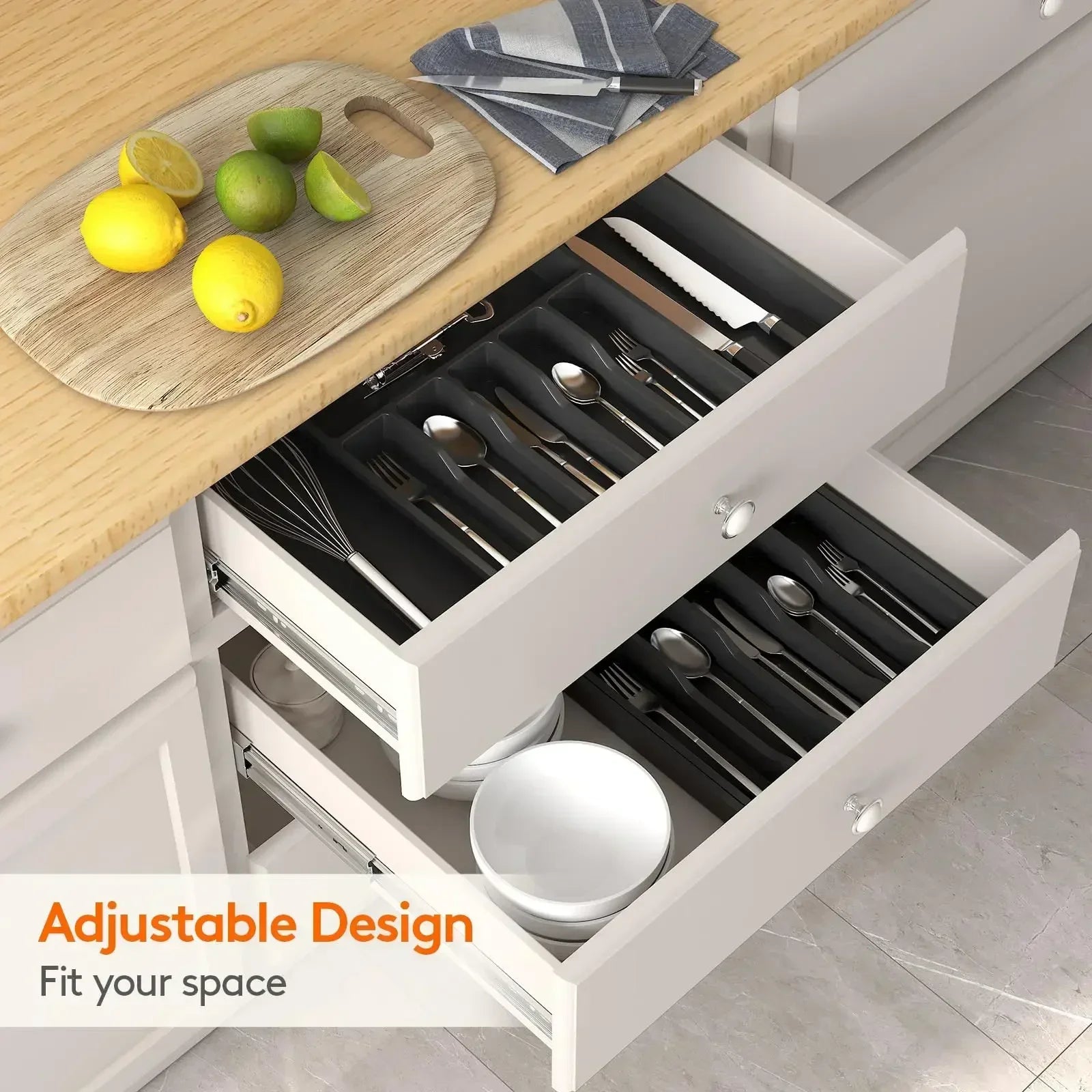 Silverware Organizer Expandable Kitchen Utensil Drawer Organizer Large BPA Free Adjustable Cutlery Silverware Tray