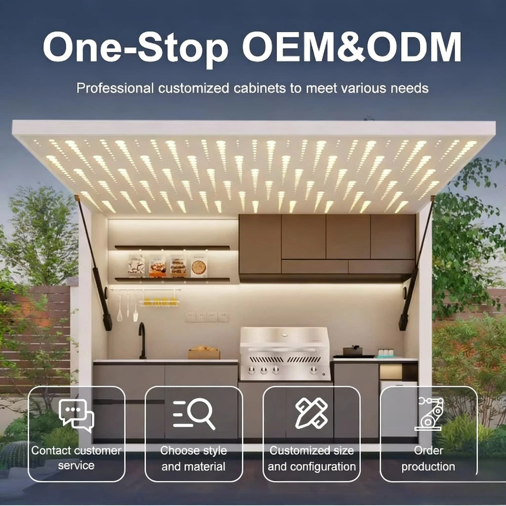 Custom Stainless Steel Barbecue Storage Cabinet for Outdoor Kitchen Garden Wind and Rainproof  Kitchencamping Kitchen Storage