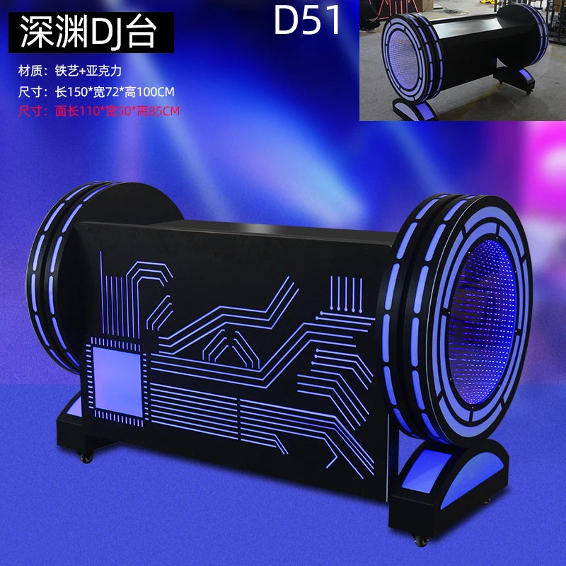 Bar LED DJ Table, Luminous Mixing Console, Nightclub Dance CD Player Stand,Movable Customization, DJ Equipment