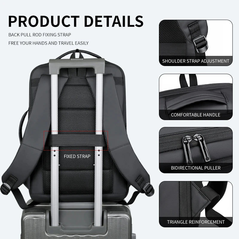 Business Commuter Men's Backpack, Multifunctional Laptop Bag, Solid Color, Simple Men's Backpack