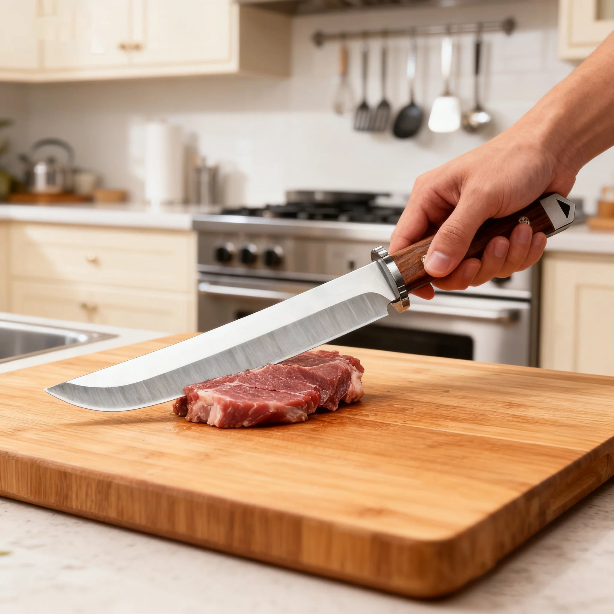 1 piece Butcher Chopping Knife  High Hardness Stainless Steel Kitchen Knife with Wood Handle Meat Cleaver Utility Cooking Knife