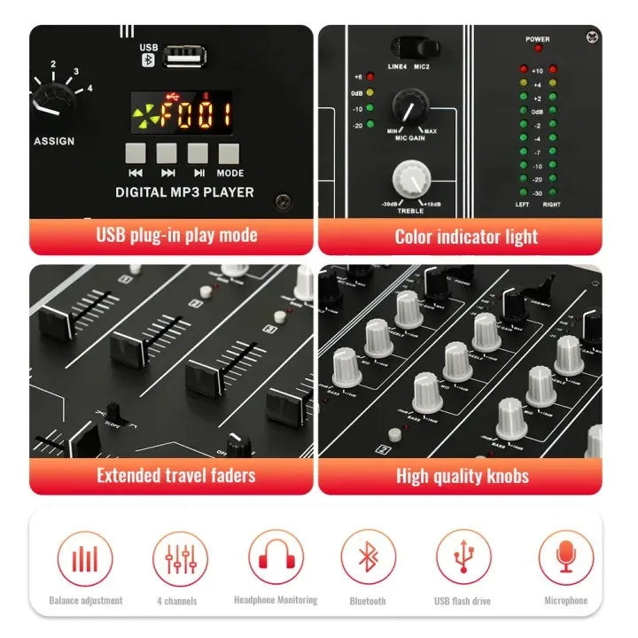 4-channel USB mixer DJ live stage bar KTV DJ mixer mixer live performance scratching