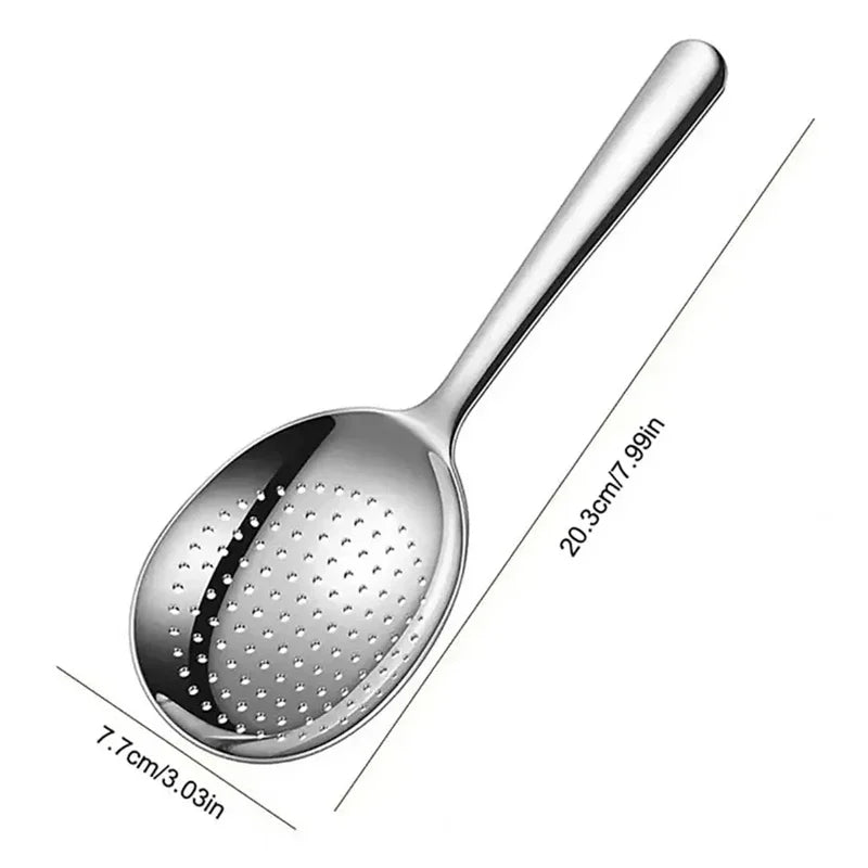 New Stainless Steel Serving Spoon Restaurant Public Use Filtering Soup Rice Ladle Large Size Silver Tone Kitchen Utensil Set