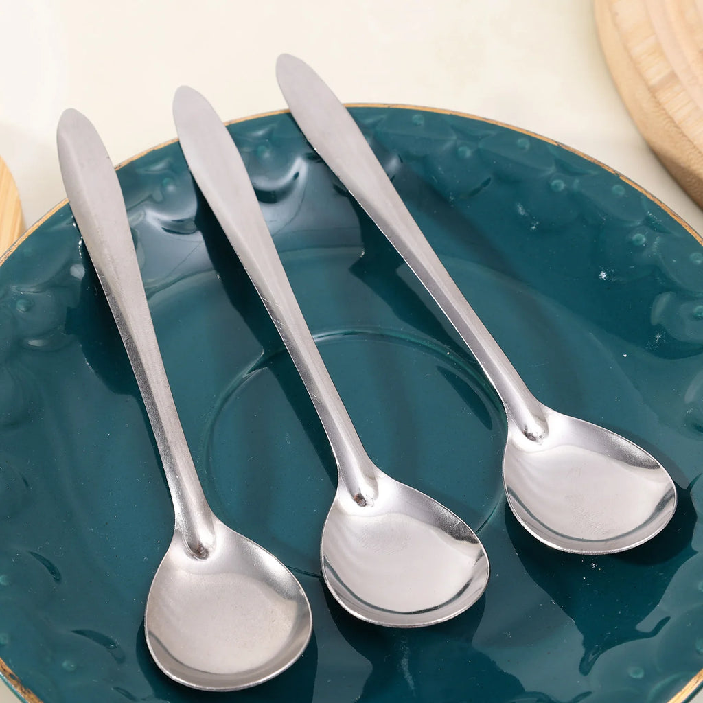 Silver Long Handle Stirring Dessert Spoons Stainless Steel Coffee Spoon Dessert Seasoning Tools Home Kitchen Accessories