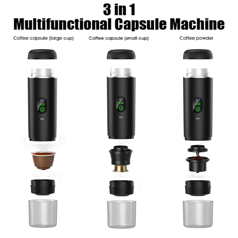 Portable Coffee Maker 3-in-1 Espresso Machine for Travel 20 bar Mini Coffee Maker Compatible with Ground Coffee & Capsule