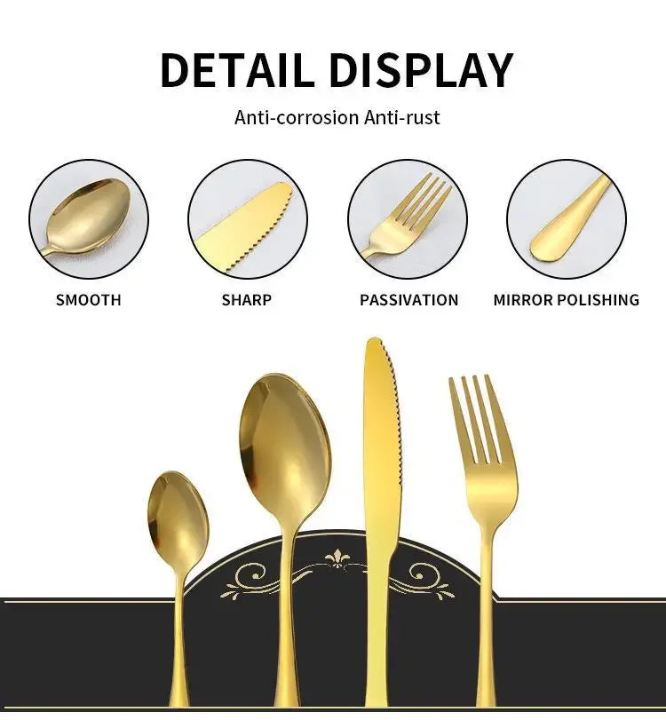 24 Piece Silverware Flatware Cutlery Set,tainless Steel Utensils Service for 6,Includes Forks Spoons Knives , Dishwasher Safe