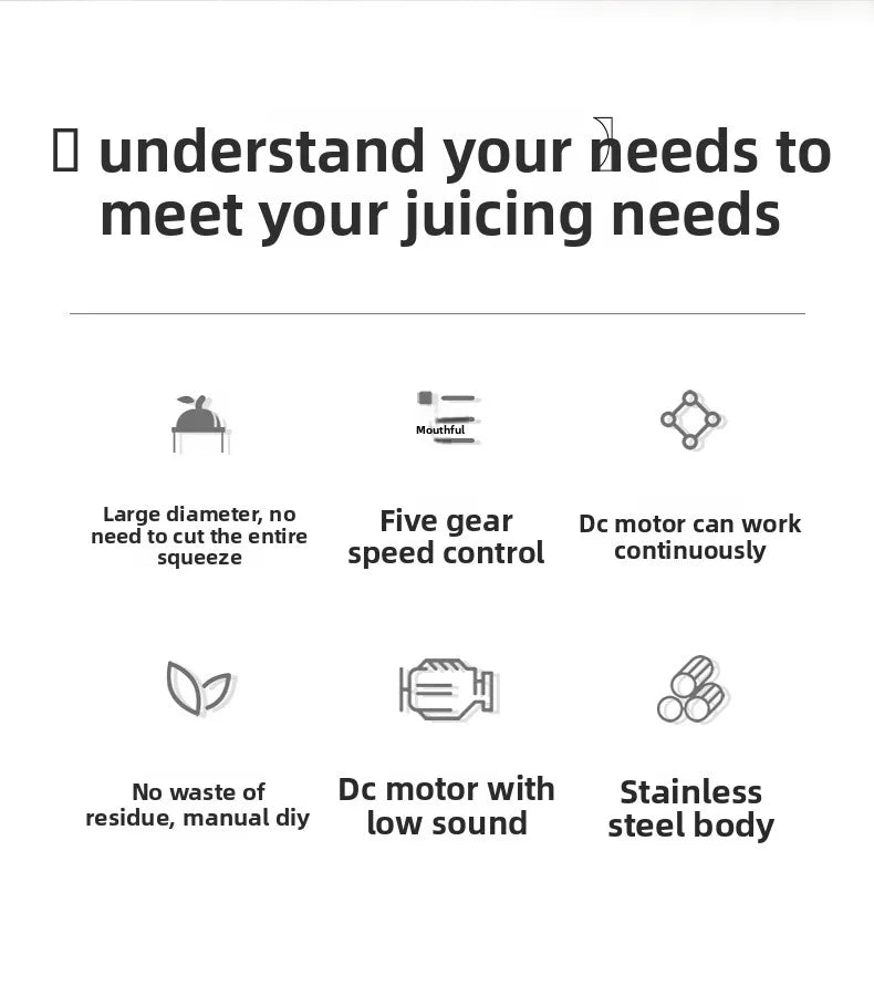 Juicer Machine, 1250W High-Speed Blender for Fruits/Vegetables, BPA-Free 304 Stainless Steel, Easy Clean & Quiet, Household