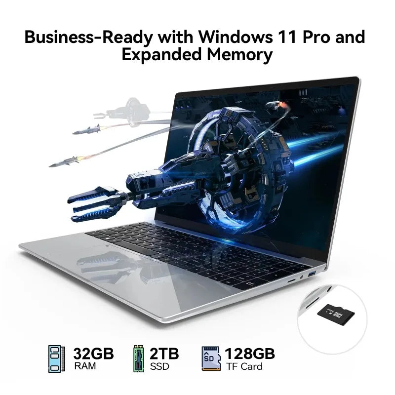 15.6" Laptop with 120Hz IPS Display, Intel N95, 32GB RAM, 2TB Fast SSD, Backlit Keyboard & Long Lasting Battery