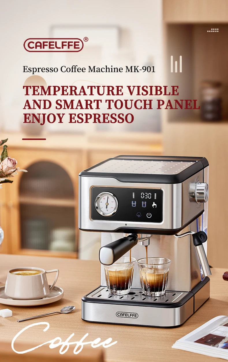 Cafelffe Espresso Machine 20Bar,Cappuccino Maker with Milk Frother Steam Wand,Coffee Maker,Semi-Automatic Cafetera present,Gift