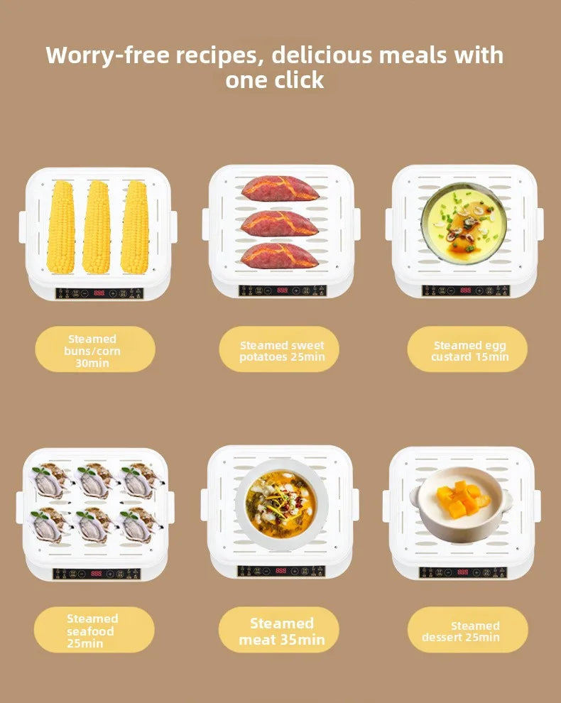 Electric Steamer Multi-Functional Three-Layer Breakfast Maker with Large Capacity, Keep Warm, Pre-Set Timer