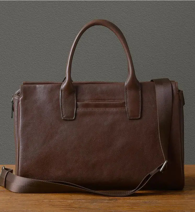 Business vintage genuine leather men's briefcase organizer designer handmade real cow leather women's handbag work postman bag