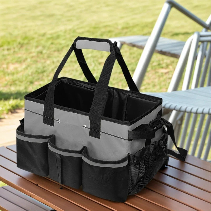 Large Cleaning Supplies Organizer with Handle Kitchen Cleaning Supplies Storage Bag Detachable Divider for Cleaners Housekeepers