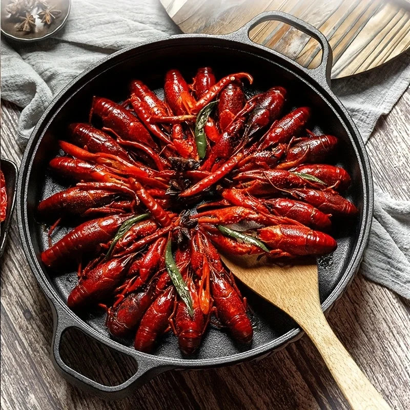 1PC Cast Iron Skillet, Non-Stick & Rust-Resistant. Perfect for Induction, Gas Stoves & Outdoor Cooking.Excellent Heat Retention.