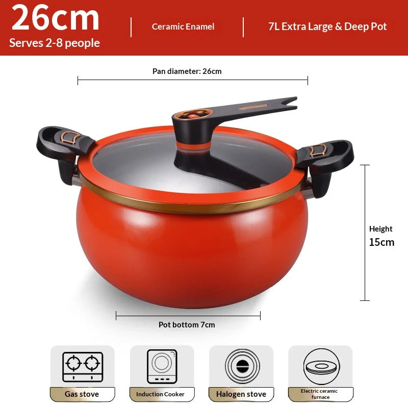 kitchen items Ceramic non-stick soup pot multi-functional household cooking pot 7L large capacity suitable for braising stewing