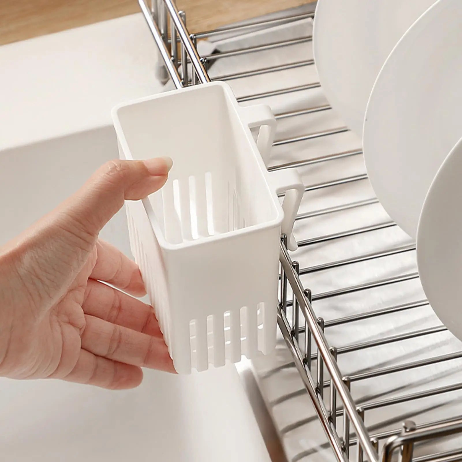 Silverware Basket Utensil Drying Rack Cutlery Drying Basket Silverware Storage Holder Porous drainage for Utensil Fork Chopstick