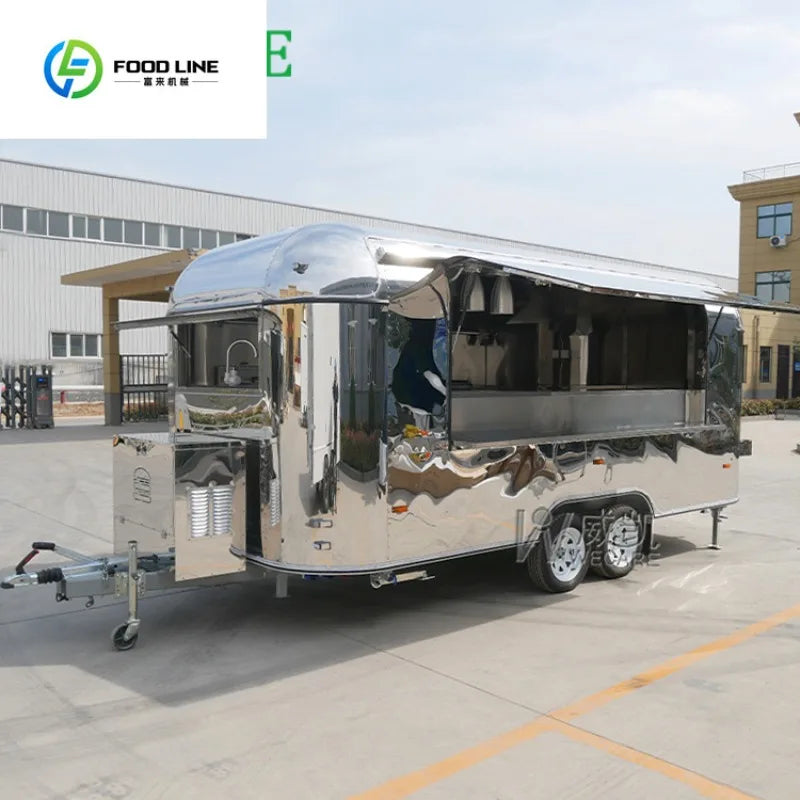 Mobile Restaurant Catering Trailer Fully Equipped Stainless Steel Coffee Shop Bar Taco Pizza Food Truck Full Kitchen
