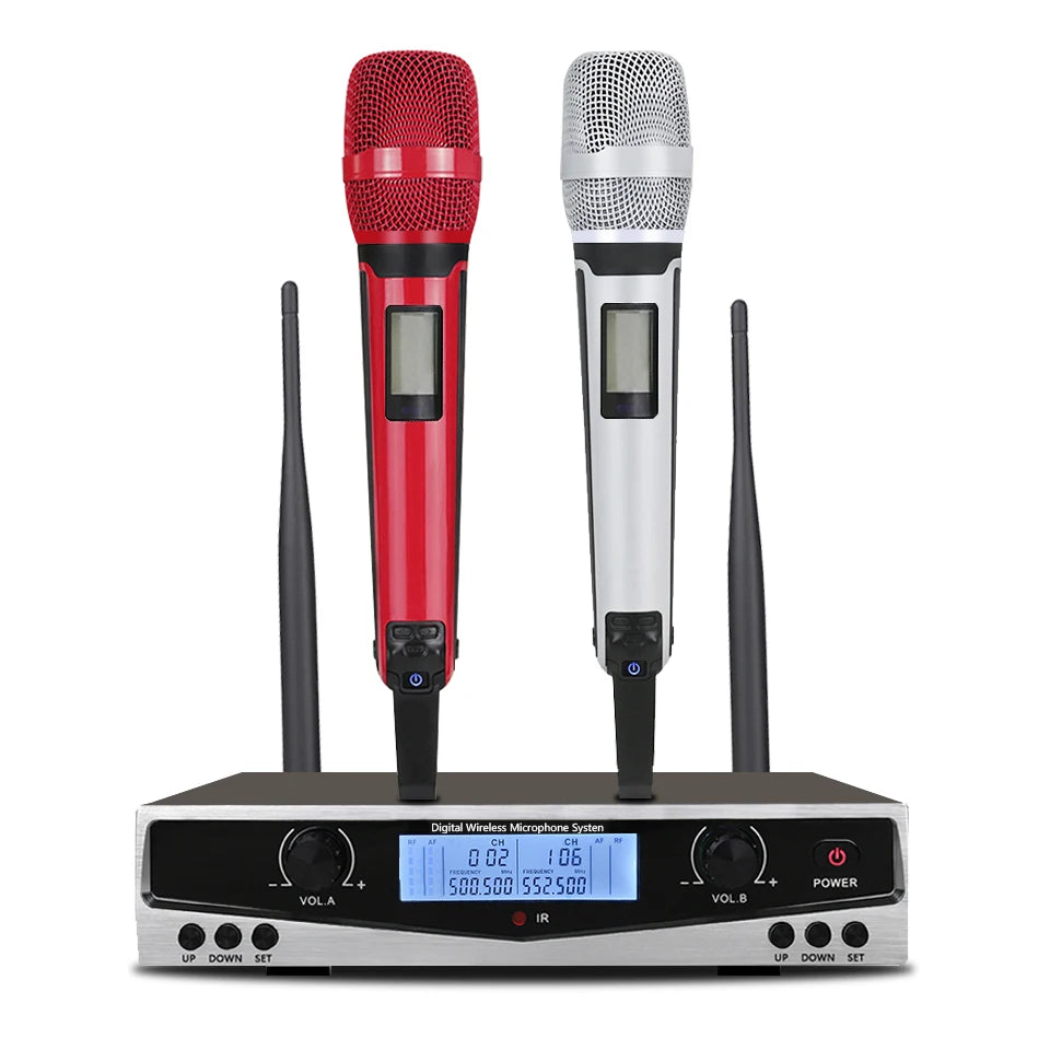 SOMLIMI 500-599MHz UHF SKM9100/SKM9000 Stage Performance Home KTV Professional Dual Wireless Microphone Dynamic Material Metal