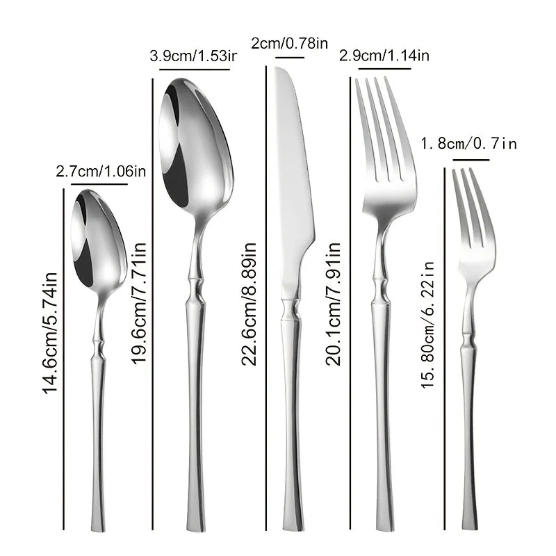 30 Piece Silverware Set for 6, Premium Stainless Steel Cutlery Set with Square Edge, Include Fork, Knife, Spoon, Mirror Finished
