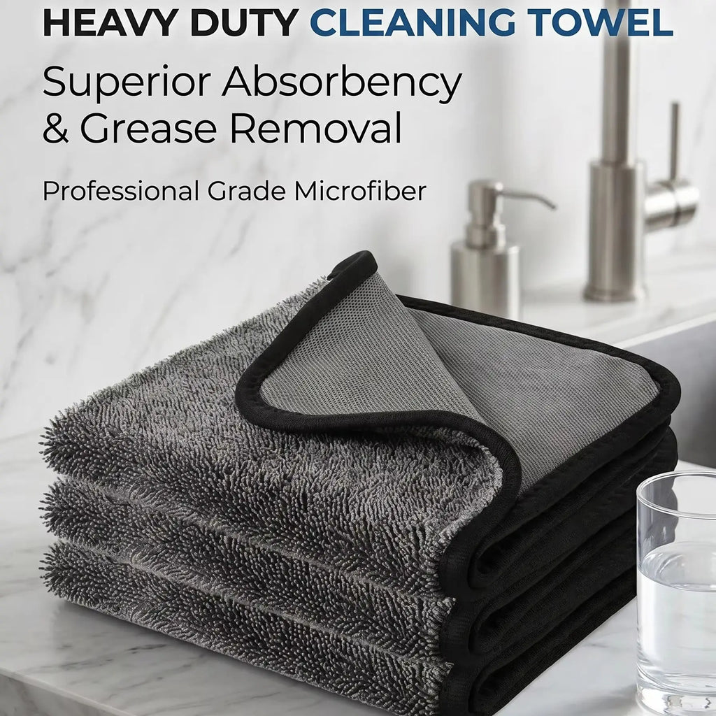Kitchen Cleaning Towel Double-Sided Ultra Absorbent Lint-Free Oil Stain Remover Reusable Dish Cloth for Countertop Glass