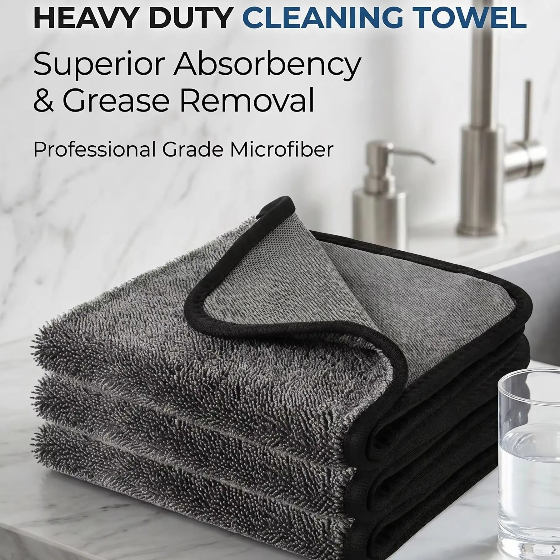 Kitchen Cleaning Towel Double-Sided Ultra Absorbent Lint-Free Oil Stain Remover Reusable Dish Cloth for Countertop Glass