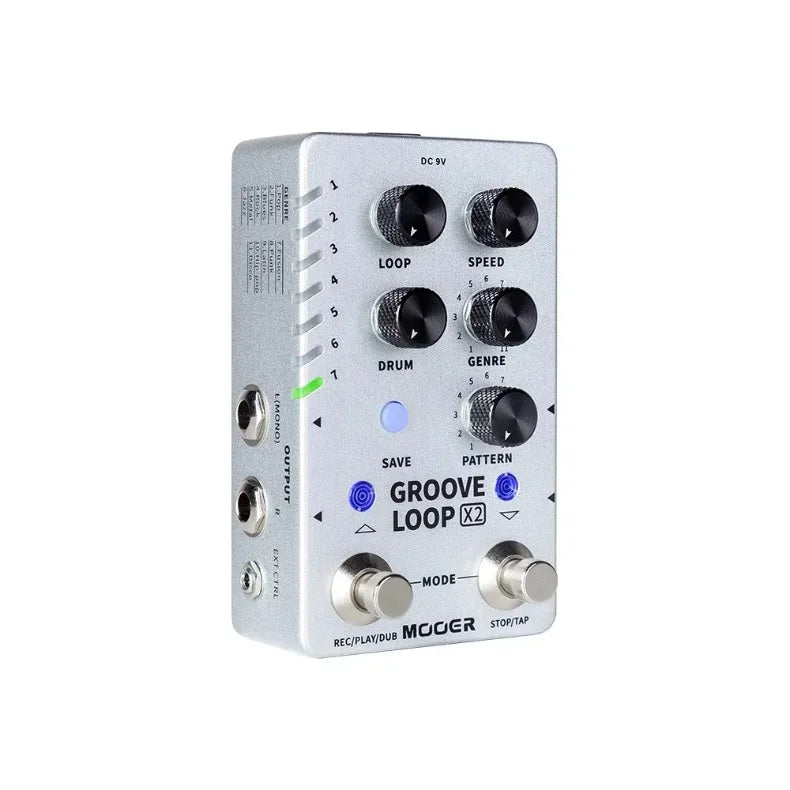 Mooer Groove Loop X2 Stereo Looper With 14 Save Slots Drum Machine Pedal 121 Different Drum 10-minute Capacity Per Track