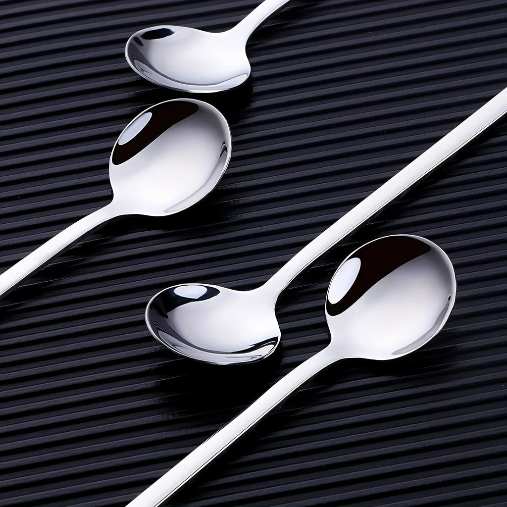 10pcs Stainless Steel Coffee Spoons, Dessert Spoons, Teaspoons, Seasoning Spoons,Suitable for Home, Cafe,Party, Kitchen Supplies
