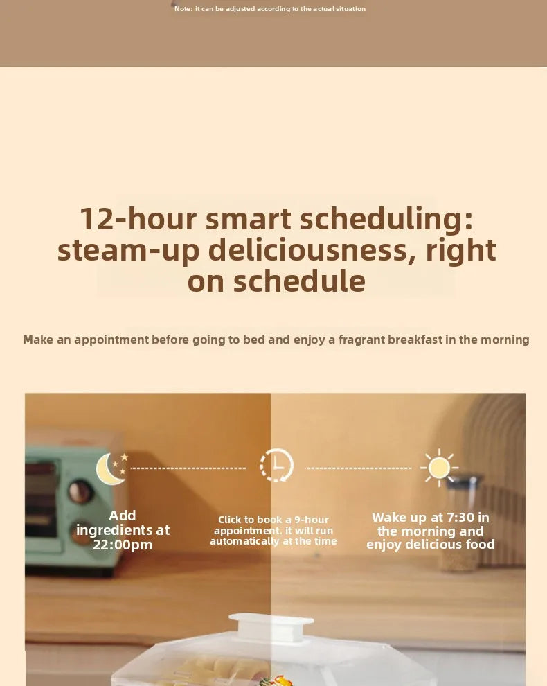 Electric Steamer Multi-Functional Three-Layer Breakfast Maker with Large Capacity, Keep Warm, Pre-Set Timer