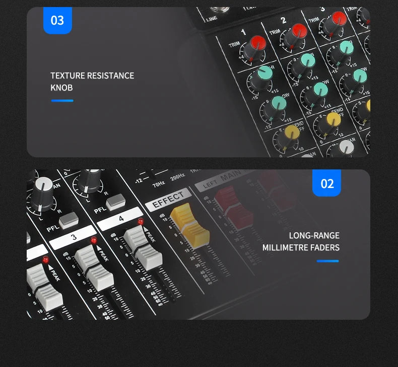 DJ Audio Mixer Amplifier 4 Channel 500w Stage Equipment Computer Digital Mixer Mobile Bluetooth DJ Mixer for PC Performance