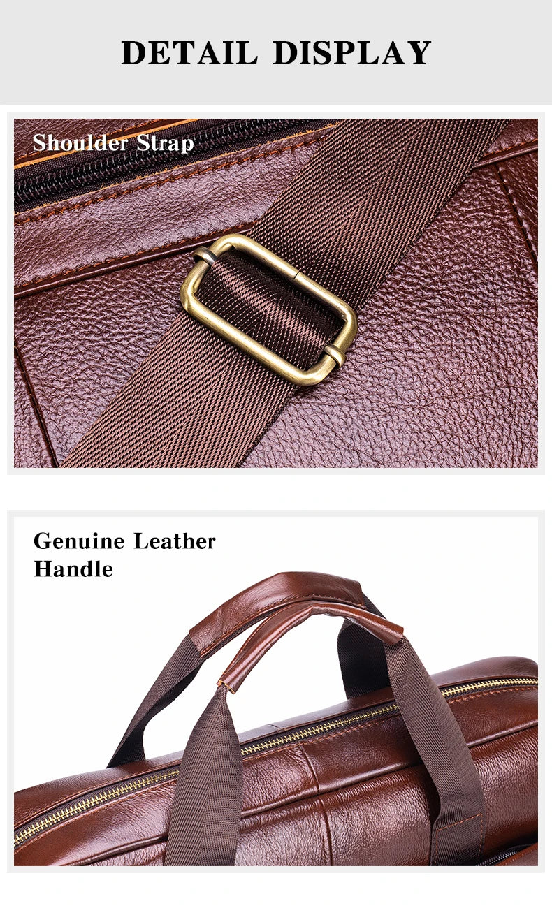 Men's Genuine Leather Laptop Bag Vintage Business Briefcase Shoulder Handbag Messenger Computer Bag Work Travel