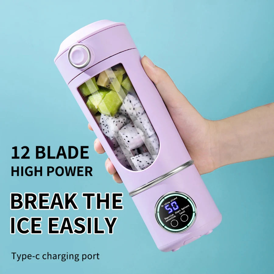 Electric juicer, portable digital blender, USB charging juicer, suitable for making smoothies, milkshakes, and fruit juices