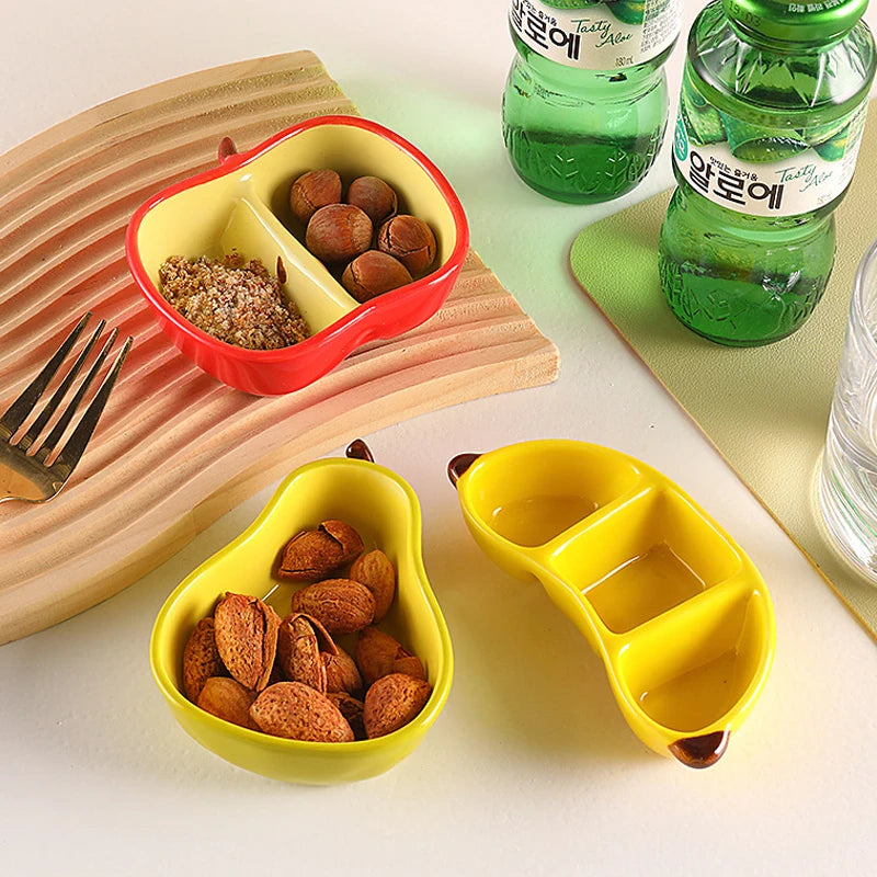 Creative Porcelain Dish Korean Style Cute Fruit Shape Ceramic Household Tableware Barbecue Hot Pot Sauce Condiment Dishes