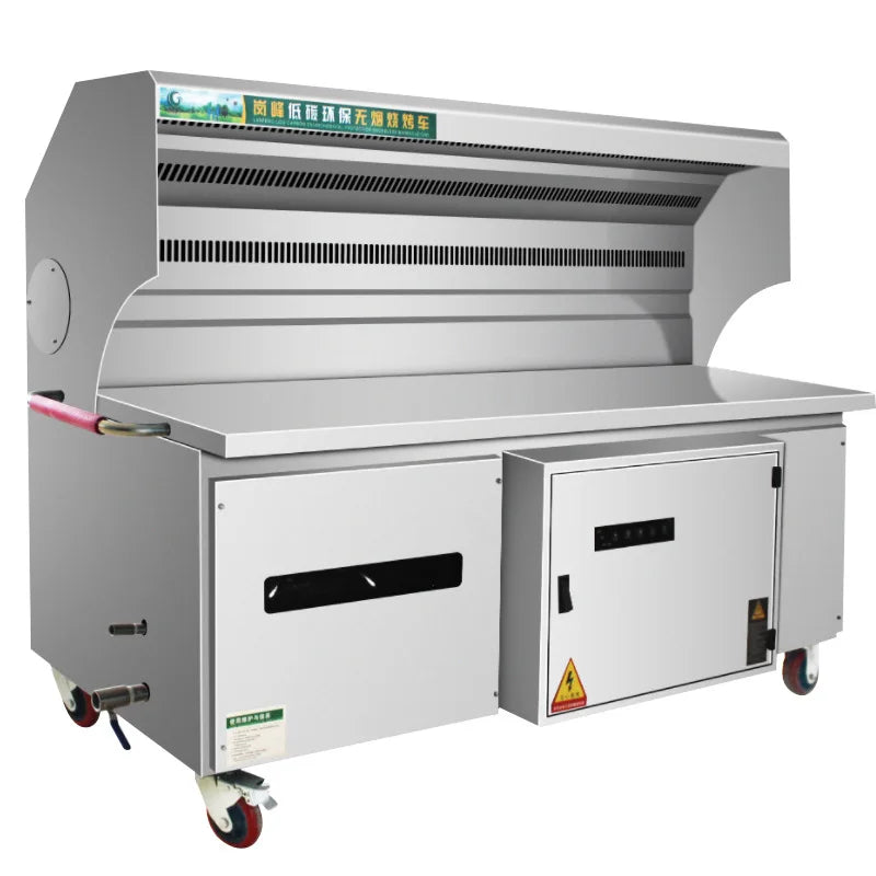 Commercial Stainless Steel Mobile Grill Cart For Hotel Restaurant Supplies
