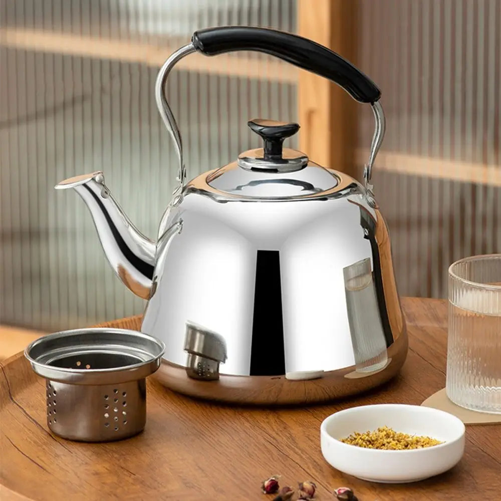 Stainless Steel Whistling Teakettle Large Capacity Fast Heating Base Tea Kettle Thickened Gas Stove Induction Cooker