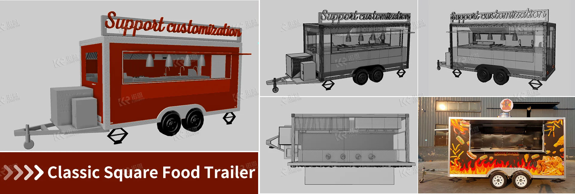 Catering Concession Food Trailers Fully Equipped Foodtruck Fast Food Cart Mobile Kitchen Food Truck Mobile Restaurant