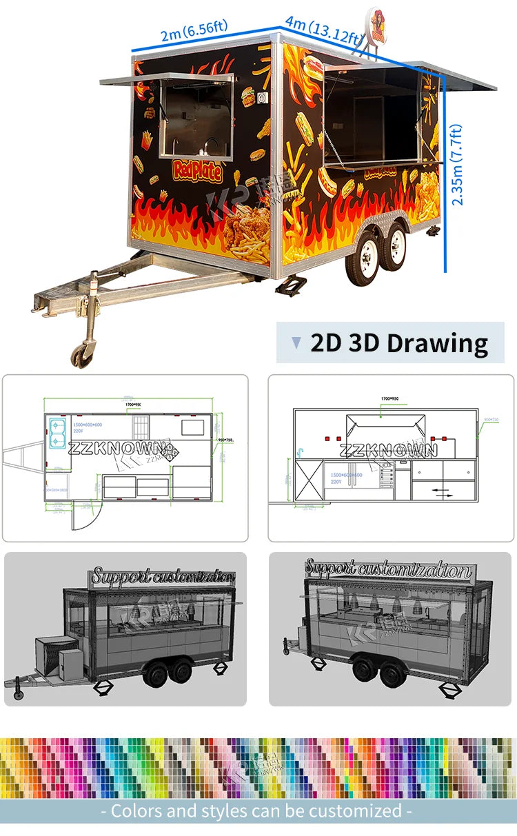 Catering Concession Food Trailers Fully Equipped Foodtruck Fast Food Cart Mobile Kitchen Food Truck Mobile Restaurant
