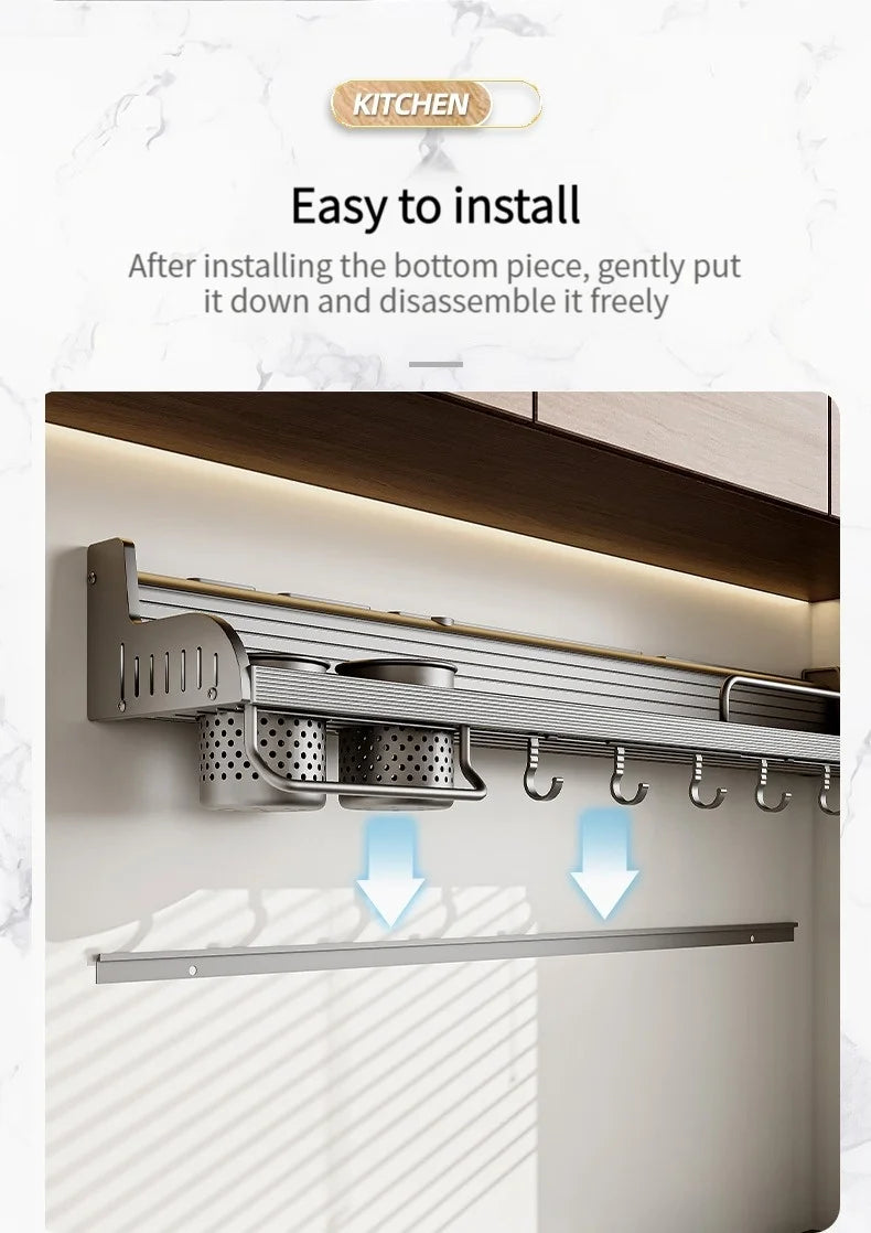 Kitchen Storage Rack Multi functional Home Wall mounted Seasoning Chopsticks Knife Holder Complete Collection of Supplies Rack