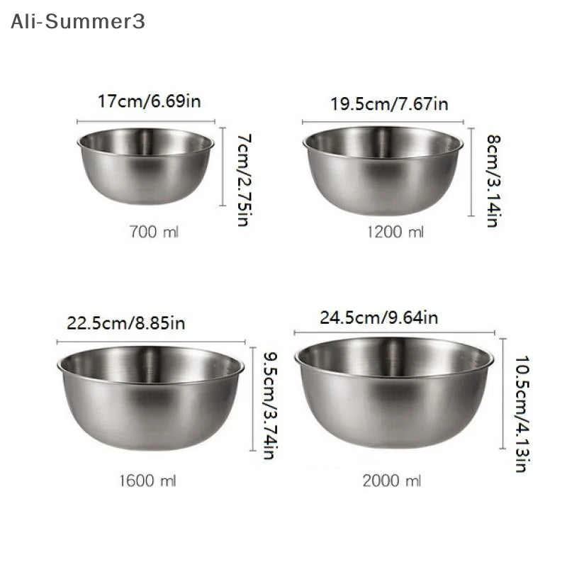 Stainless Steel Silver Salad Bowl Rice Noodles Lamian Noodles Bowl Kitchen Tableware Food Container