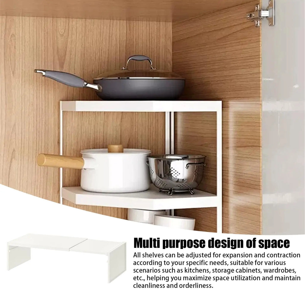 Retractable Kitchen Shelf Household stackable Cabinet Layered Easy installation Space saving Storage Rack Fridge Organizer