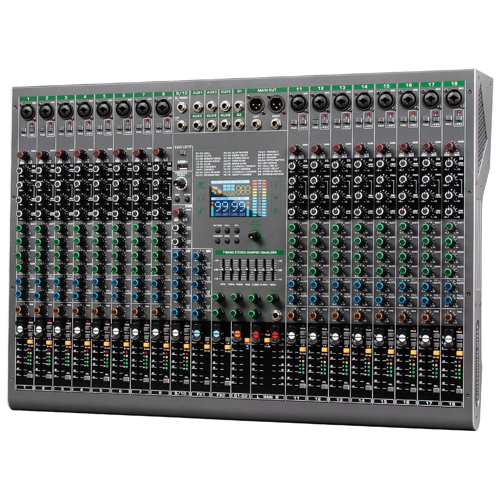 Depusheng Digital Mixer Professional Audio Mixer 18channels with 99bit dps reverb chip Bluetooth USB MP3 for stage bar studio DJ