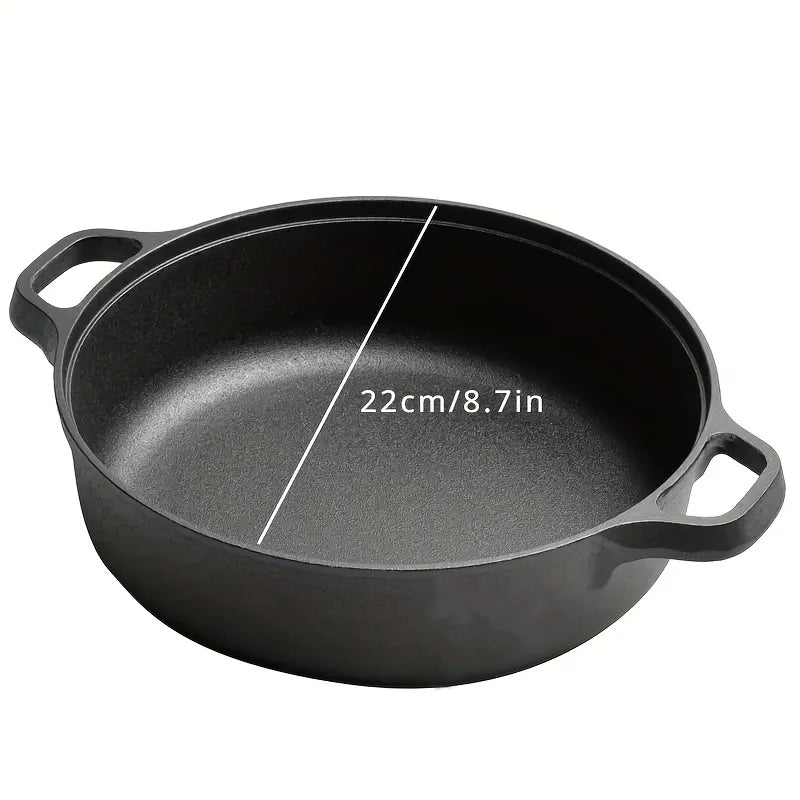1PC Cast Iron Skillet, Non-Stick & Rust-Resistant. Perfect for Induction, Gas Stoves & Outdoor Cooking.Excellent Heat Retention.