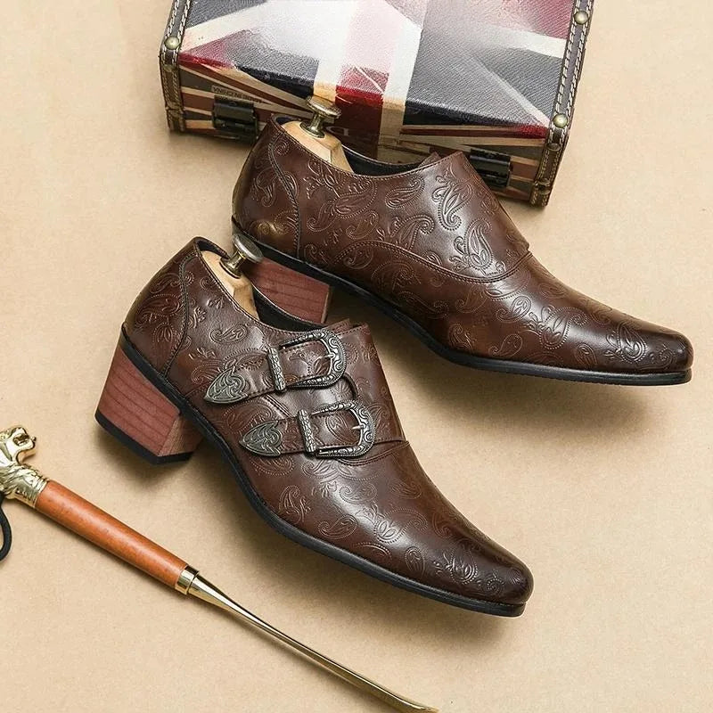 Men's Dress Shoes Fashion Belt Buckle Design Shoes Retro Carved Brogues Shoes Classic Business Formal Shoe Luxury Wedding Shoe
