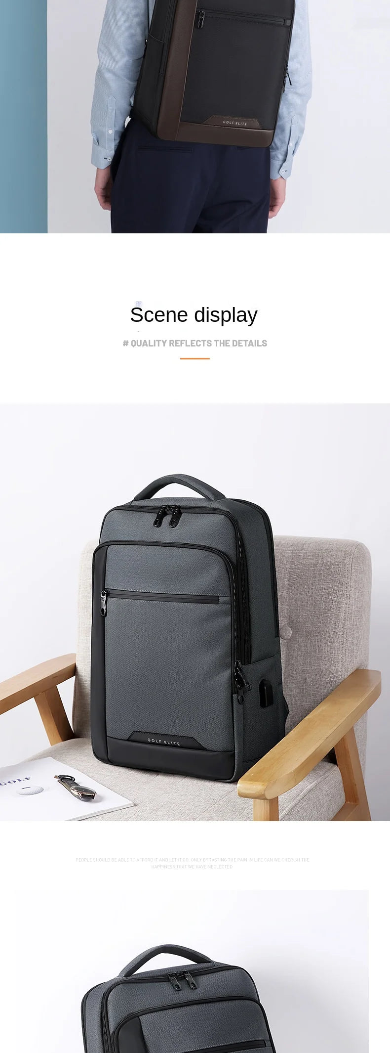GOLF backpack men's high-capacity business backpack 2024 new business travel computer travel bag for college students
