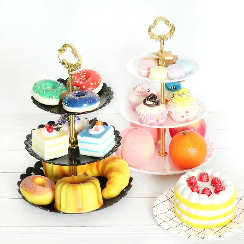European Style Three-layer Cake Tray Multi-tier Dessert Stand Fruit Candy Plate Wedding Party Home Dessert Table Display Tools
