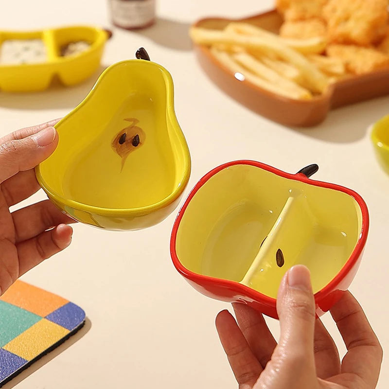 Creative Porcelain Dish Korean Style Cute Fruit Shape Ceramic Household Tableware Barbecue Hot Pot Sauce Condiment Dishes