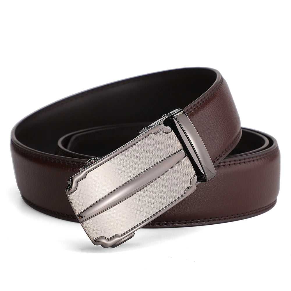 Business Dress Belt Men Soft Genuine Leather Automatic Buckle Trouser Belt  High-end Men Belt Great Gift for Men Waist Strap
