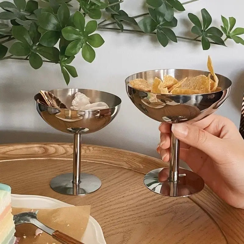 Stainless Steel Dessert Cups，Luxury Ice Cream Cup High Footed Yogurt Dessert Cup，Serving Plates，Fruit Bowl Cake Dish